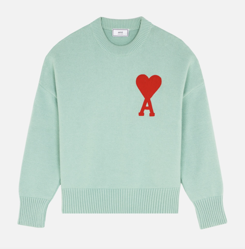 AMI Paris AMI Big Heart Crew Knit Aqua