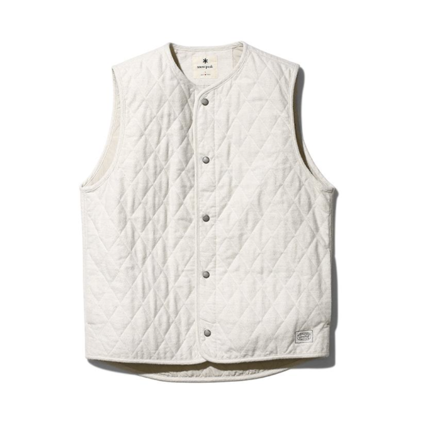 Quilted Flannel Vest Off White - UPTOWN