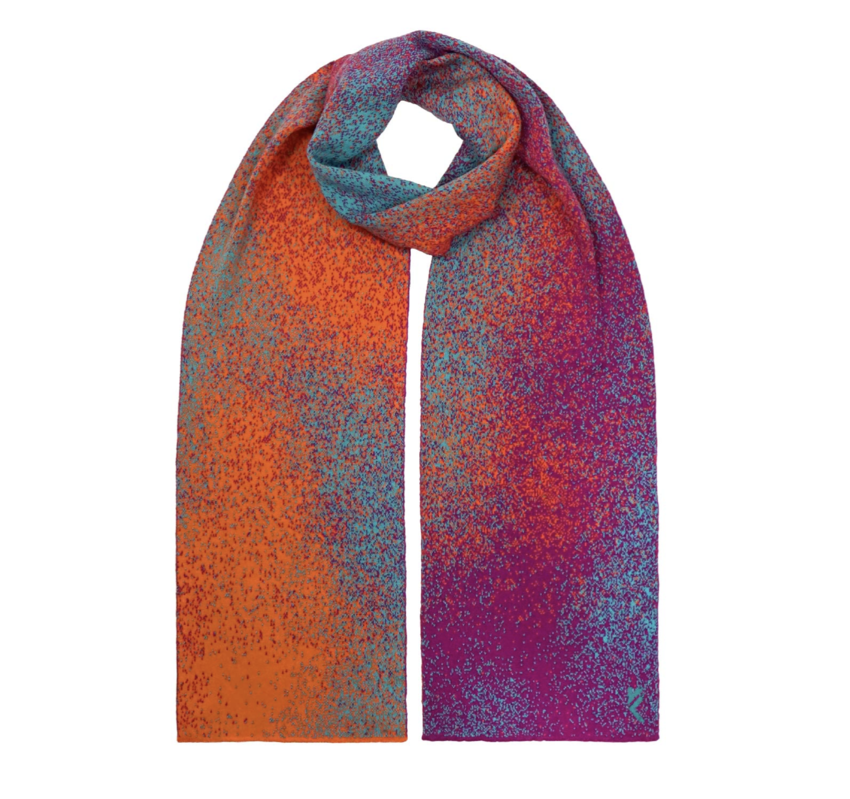 Scarf Pixel Turqoise Fuchsia Orange