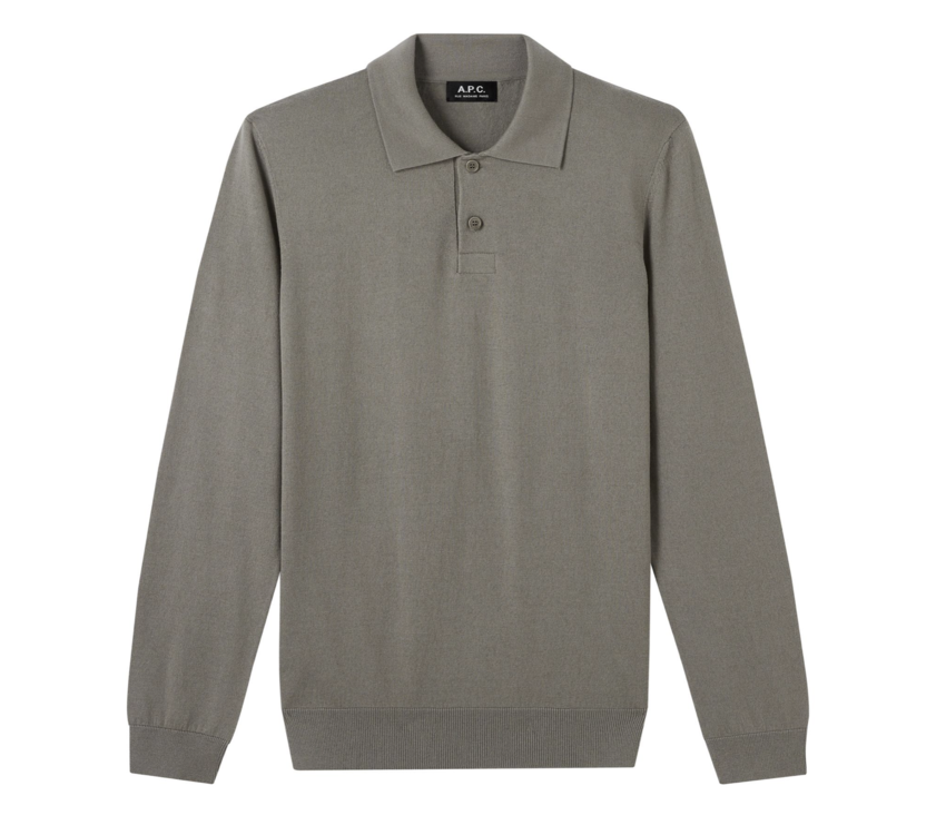 A.P.C. A.P.C. Aymar Long Sleeve Knit Polo Light Khaki