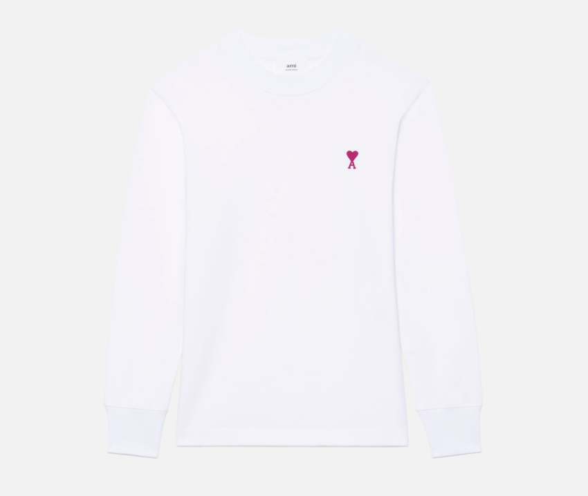 AMI Paris AMI Long Sleeve Small A Heart Tee White