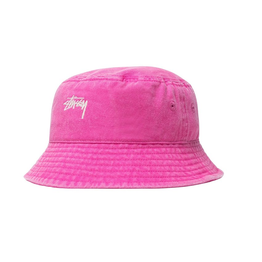 Washed Stock Bucket Hat Magenta - UPTOWN