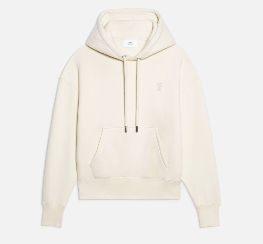 AMI Paris AMI Tonal Heart Hoody Off White