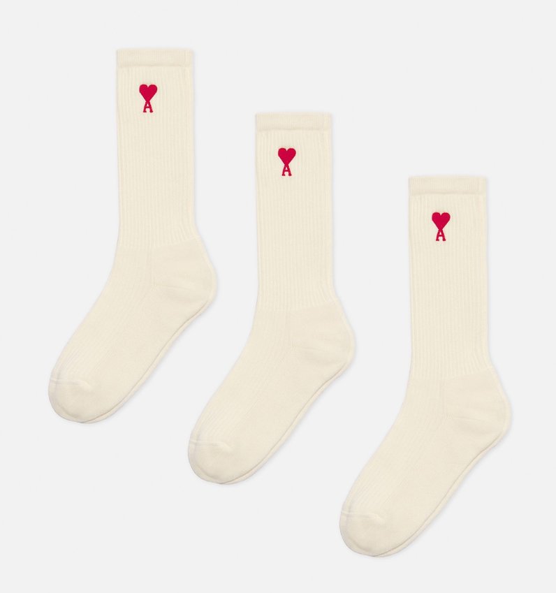 AMI Paris AMI Three-Pack Socks Off-White