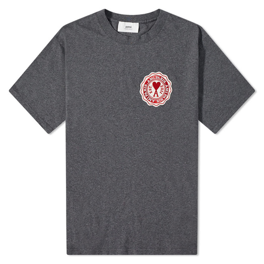 AMI Paris AMI France Patch Tee Dark Grey Heather
