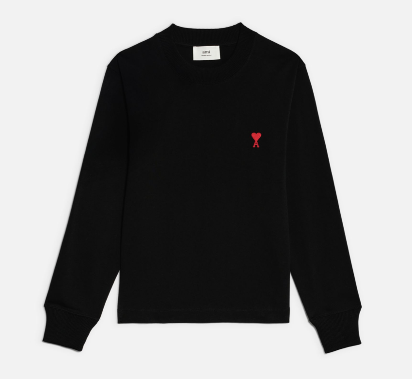 AMI Paris AMI Long Sleeve Small A Heart Tee Black