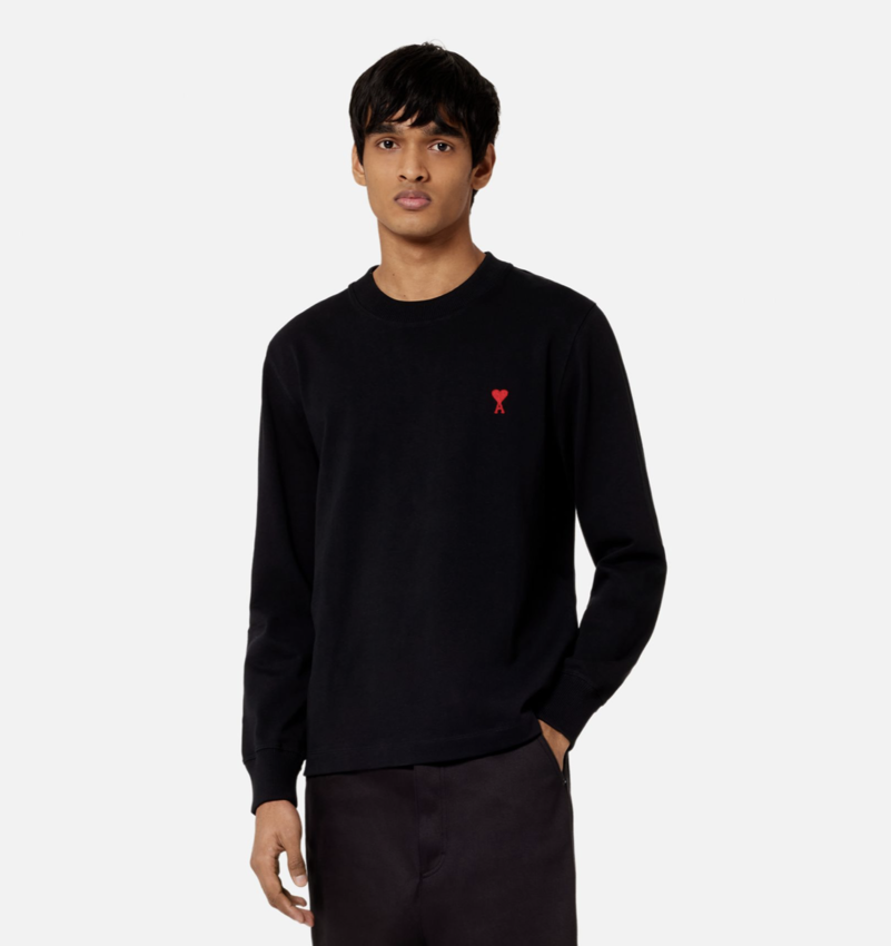 AMI Paris AMI Long Sleeve Small A Heart Tee Black