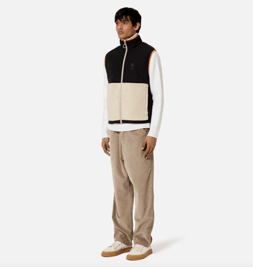 AMI Paris AMI Sherpa Zipped Vest Off White/Black