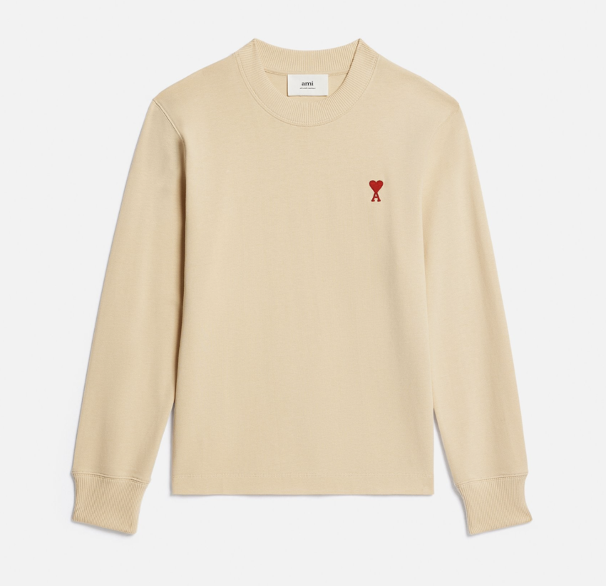 AMI Paris AMI Long Sleeve Small A Heart Vanilla
