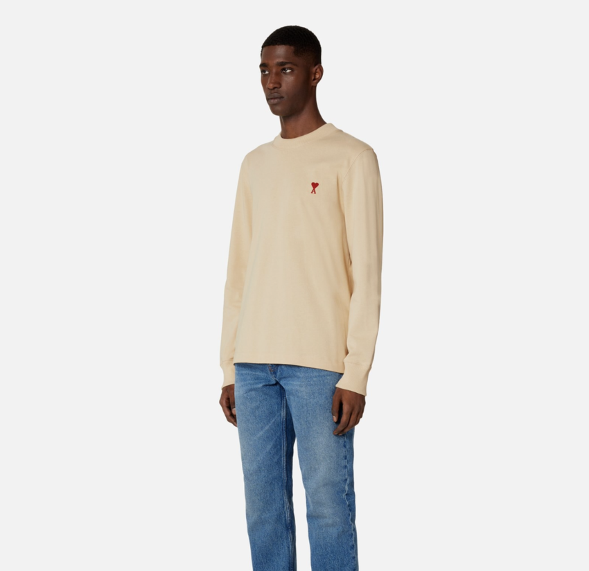 AMI Paris AMI Long Sleeve Small A Heart Vanilla