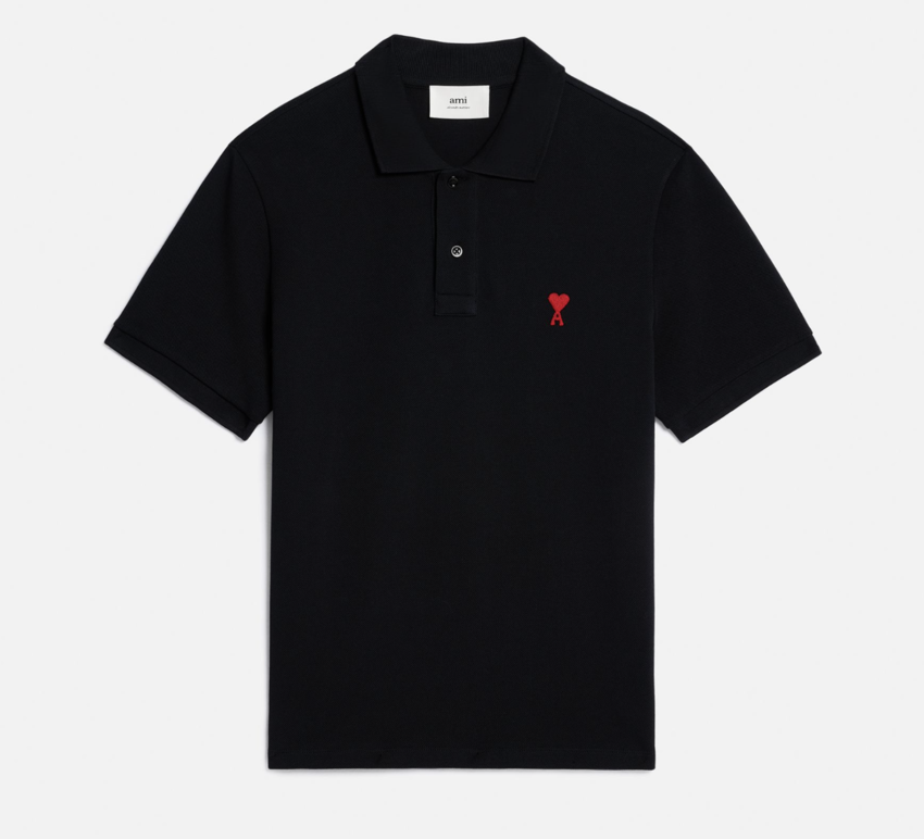AMI Paris AMI A Heart Logo Polo Black