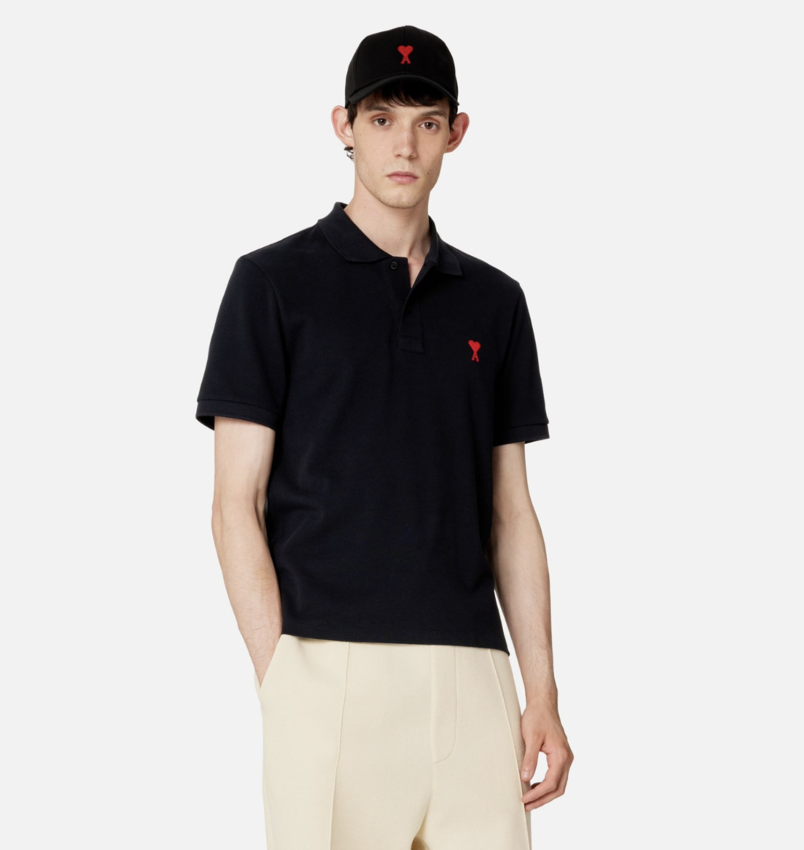 AMI Paris AMI A Heart Logo Polo Black