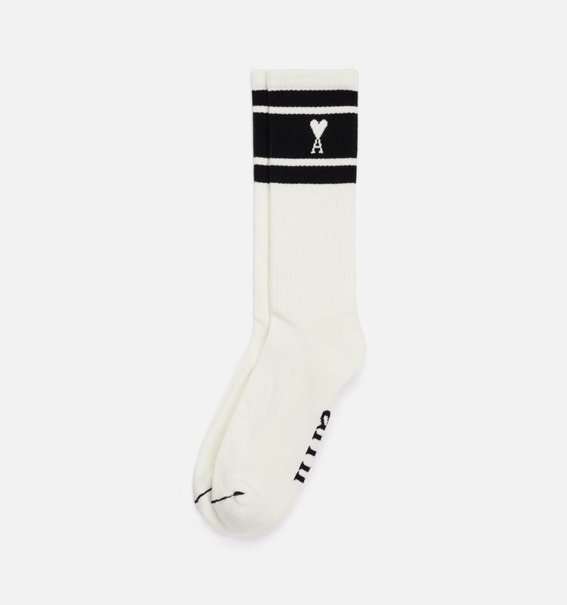 AMI Paris AMI Small A Heart Striped Socks Black