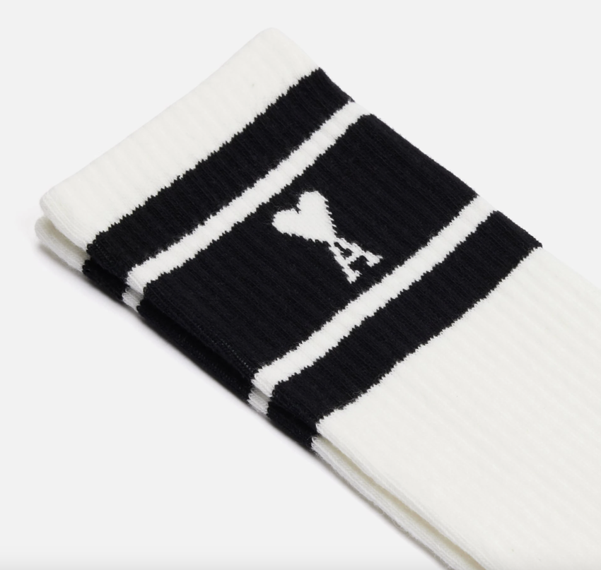 AMI Paris AMI Small A Heart Striped Socks Black