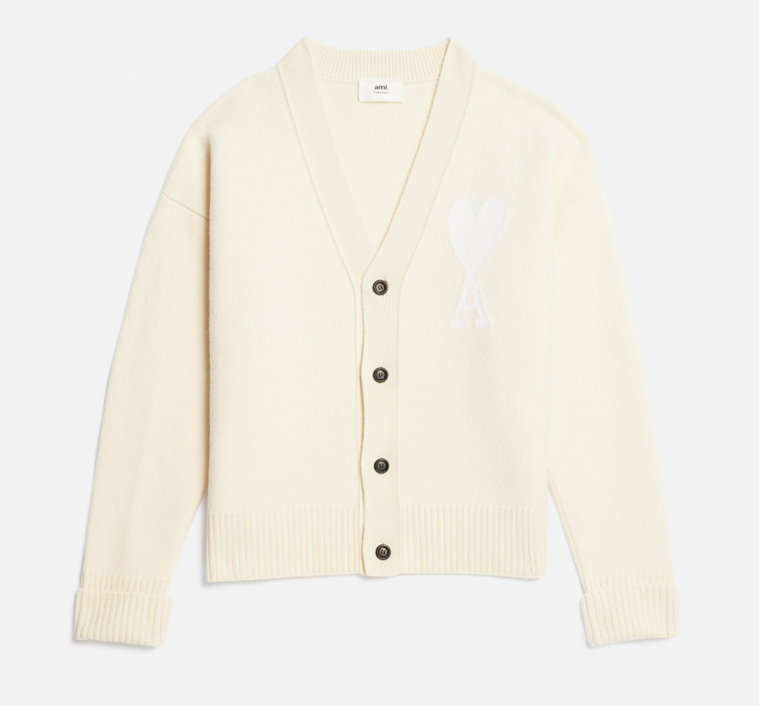 AMI Paris AMI Large A Heart Cardigan Vanilla / White