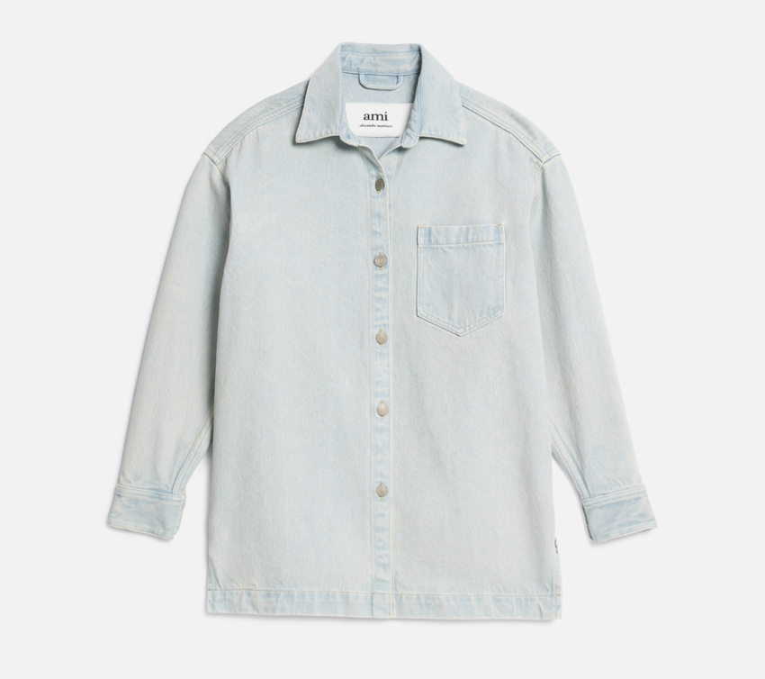 AMI Paris AMI Paris France Back Print Overshirt Bleach Denim