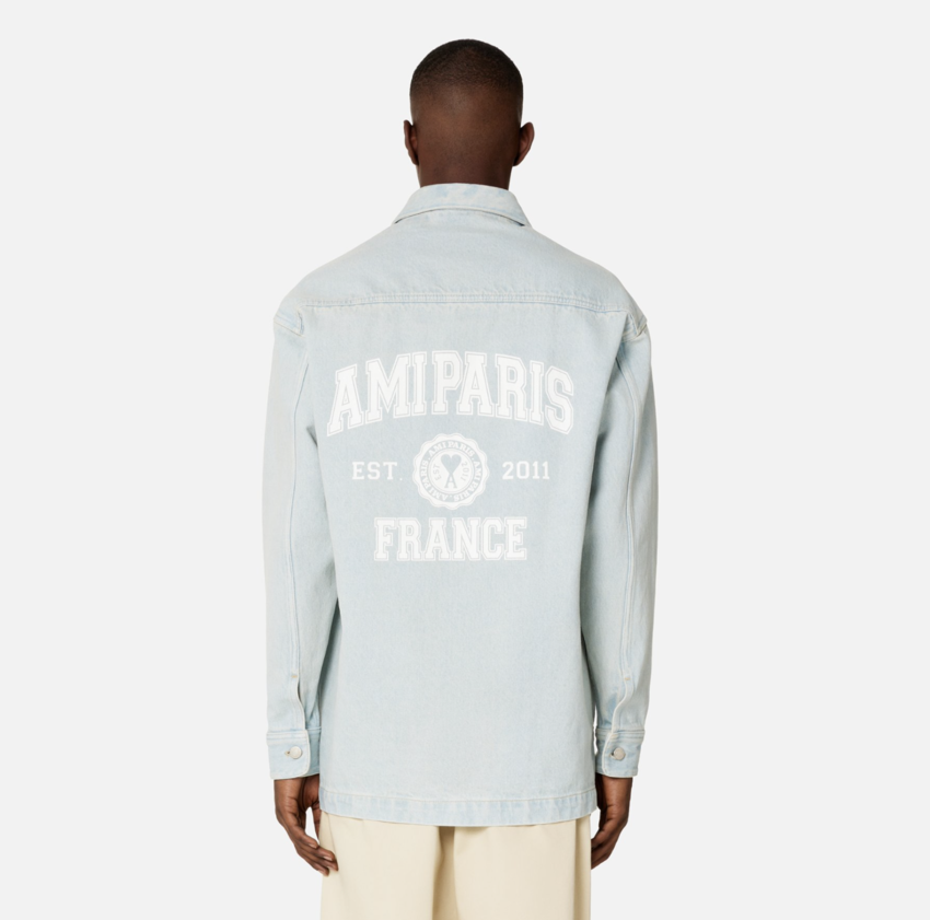 AMI Paris AMI Paris France Back Print Overshirt Bleach Denim