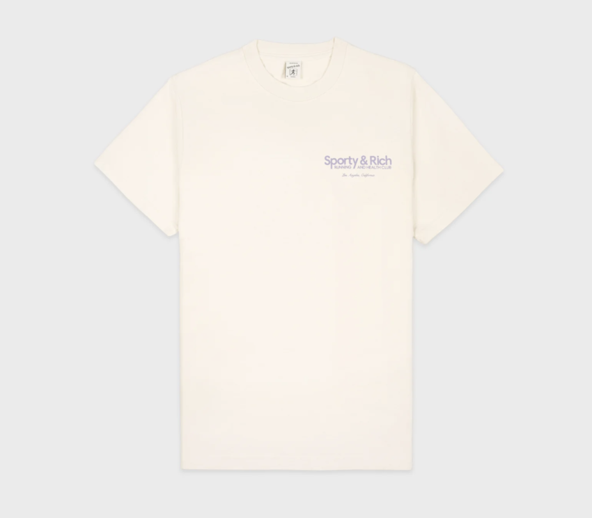 Sporty & Rich Club T-Shirt - Cream/Faded Lilac