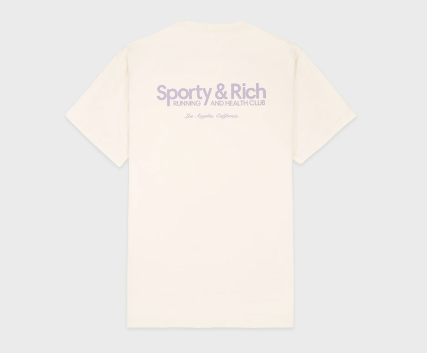 Sporty & Rich Club T-Shirt - Cream/Faded Lilac