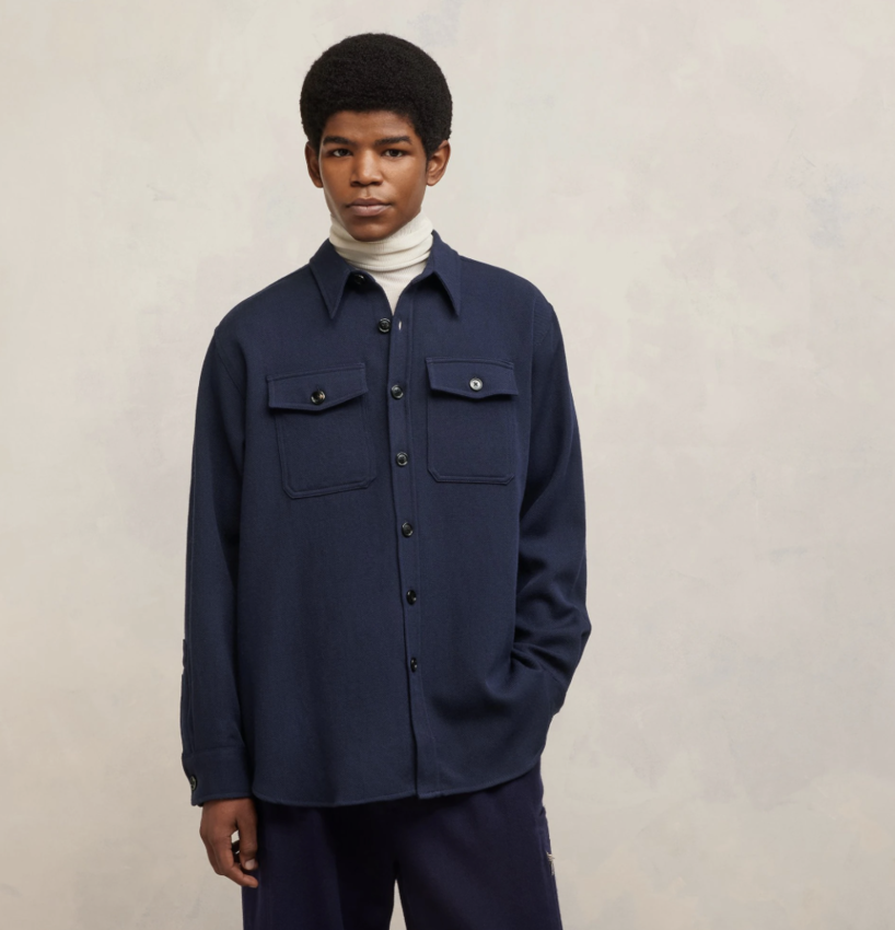 AMI Paris AMI Overshirt Wool Gabardine Navy