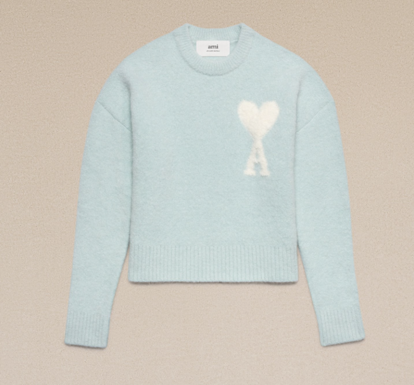 AMI Paris AMI Alpaca Large Heart Knit Aqua Marine