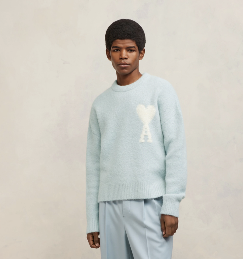 AMI Paris AMI Alpaca Large Heart Knit Aqua Marine