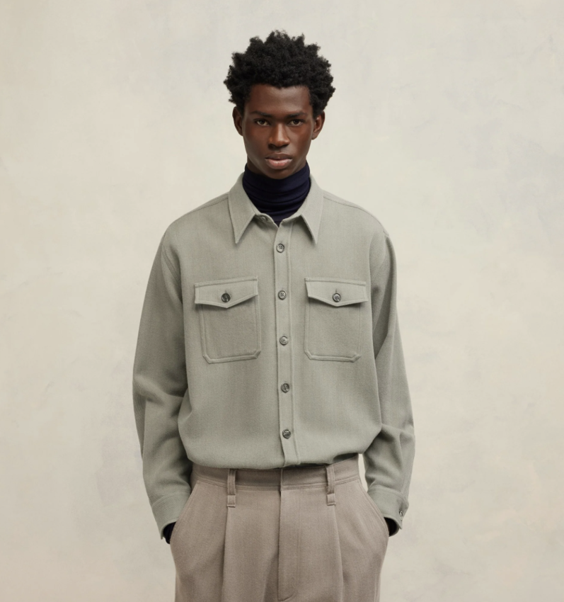 AMI Paris AMI Overshirt Wool Gabardine Taupe