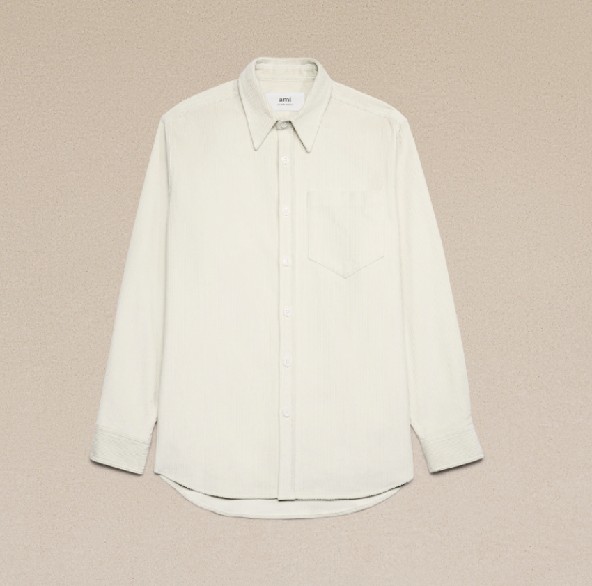 AMI Paris AMI Overshirt Patch Pocket Corduroy Ivory