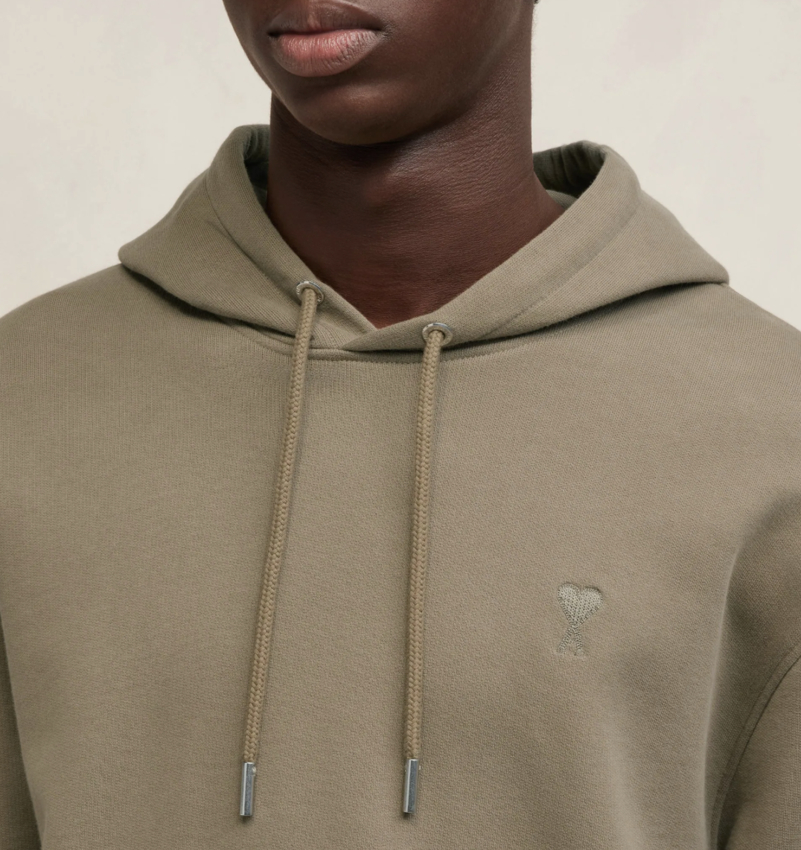 AMI Paris AMI Tonal Small A Heart Popover Hoodie Taupe