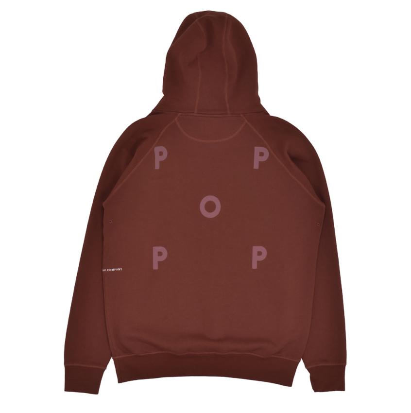 Pop Trading Company Logo Hooded Sweat Fired Brick Mesa Rose
