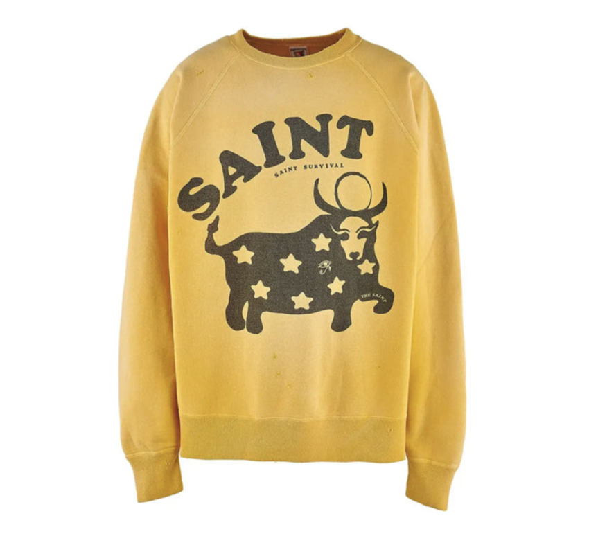 SAINT MXXXXXX Crew Neck Sweat Cow Yellow