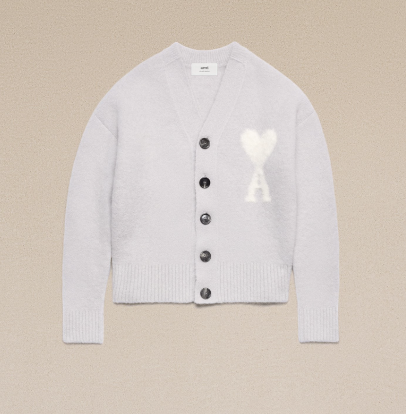 AMI Paris AMI Large A Heart Cardigan Pearl