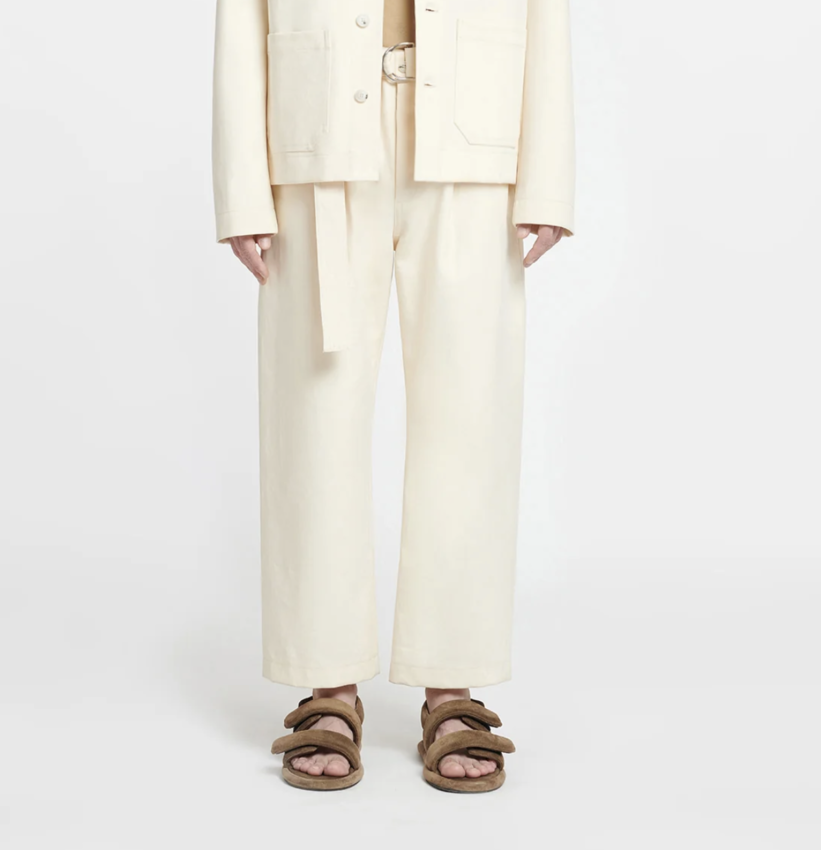Nanushka Ferre Structured Twill Pants Creme
