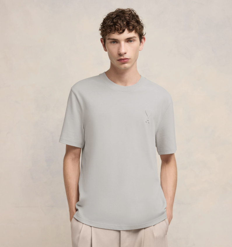 AMI Paris AMI De Coeur Heavy T-Shirt Chalk