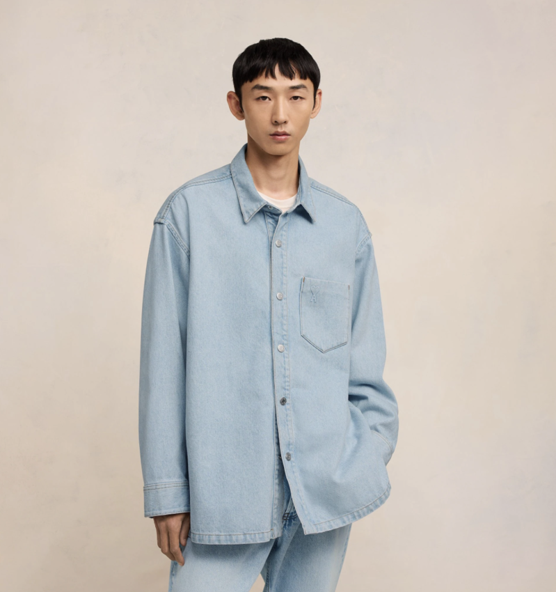 AMI Paris AMI Oversized Ami De Coeur Overshirt Bleached Blue