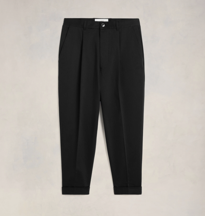 AMI Paris AMI Carrot Oversized Satin Trousers Black