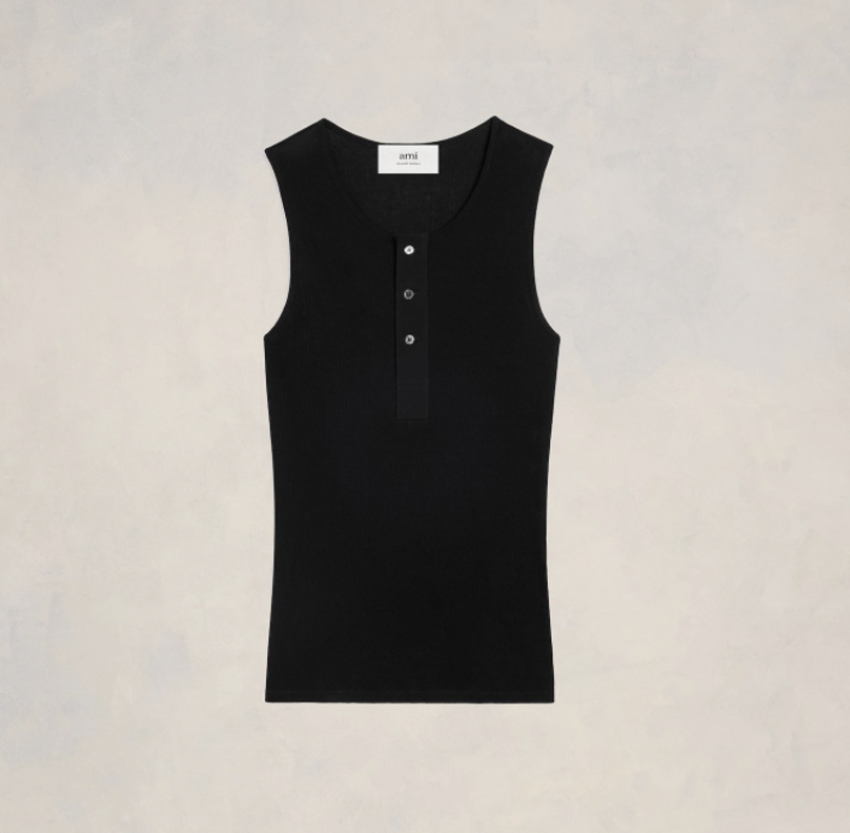 AMI Paris AMI Light Rib Tank Top Black