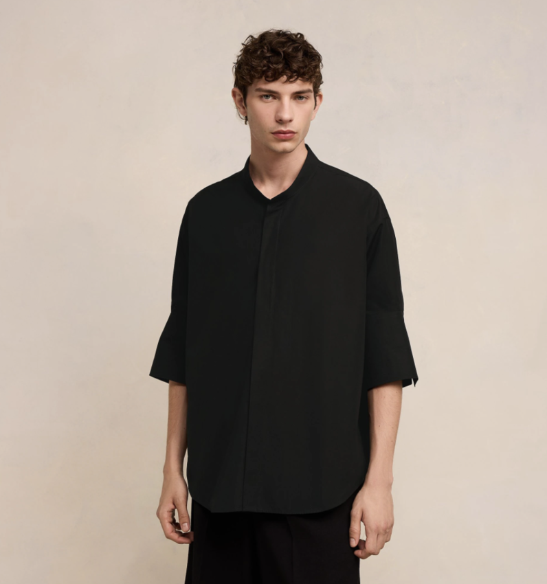 AMI Paris AMI Oversized Shirt With Mao Collar Black