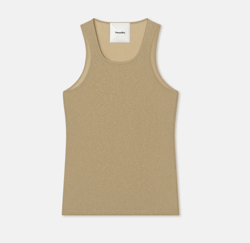 Nanushka Levon Mesh-Jersey Tank Top White Wax