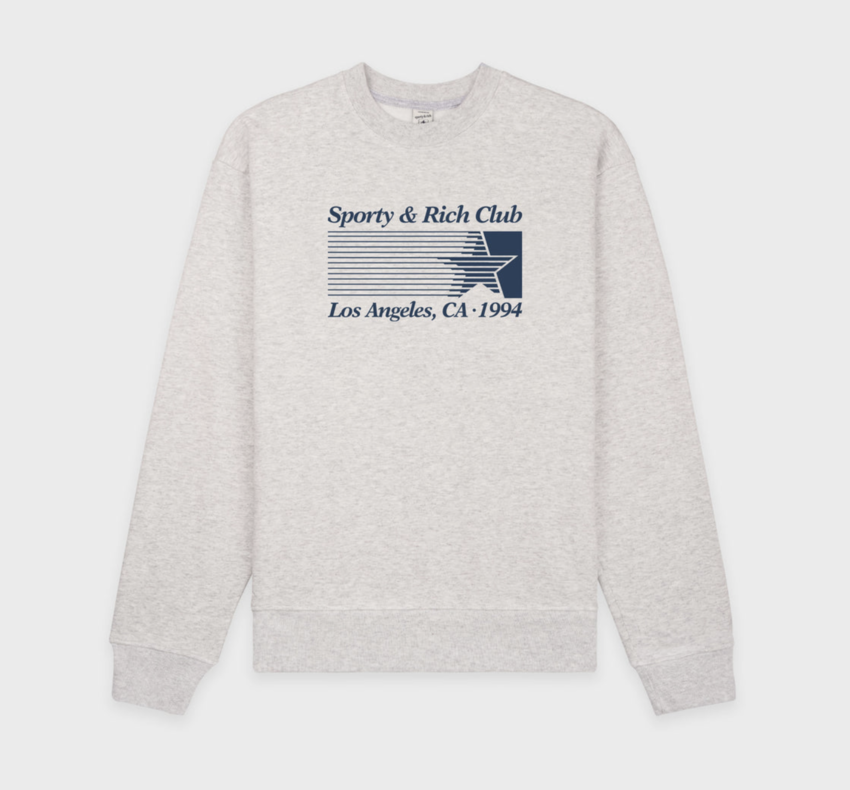 Sporty & Rich Starter Crewneck Heather Gray/Navy