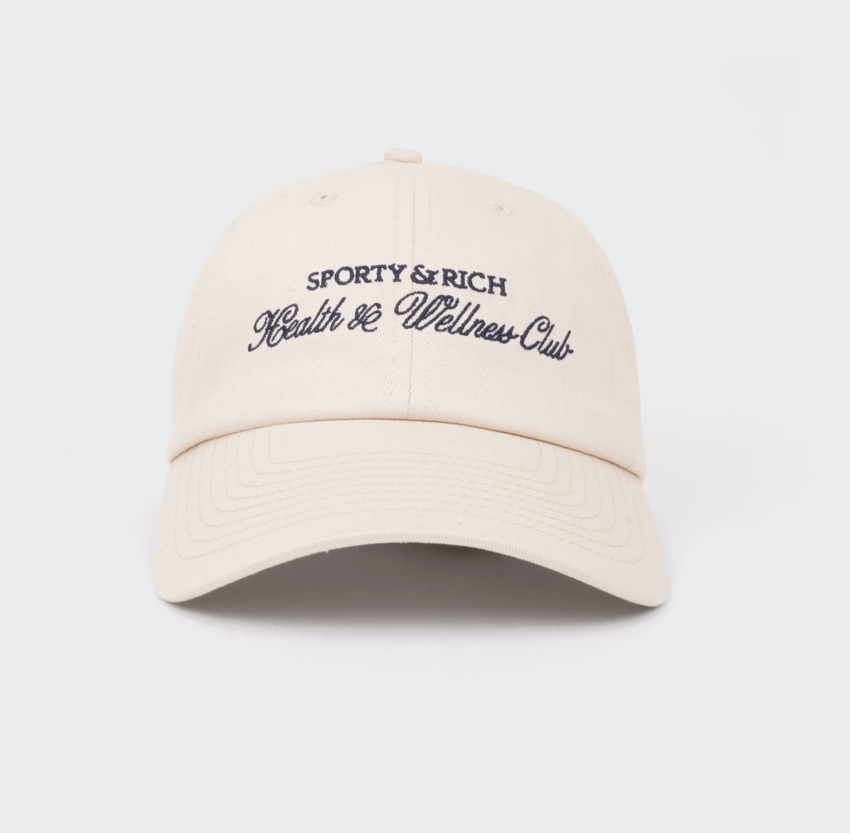 Sporty & Rich H&W Club Embroidered Hat Cream/Navy