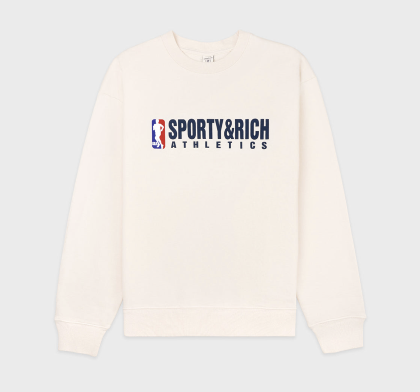 Sporty & Rich Team Logo Crewneck Cream/Navy/Team Red