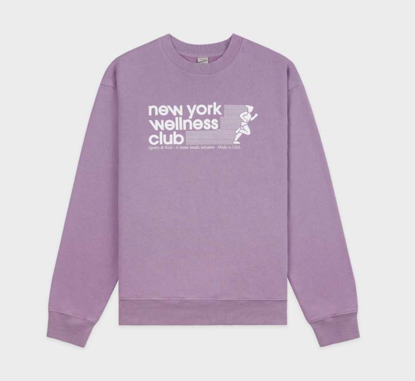 Sporty & Rich USA Wellness Club Crewneck Soft Lavender/White