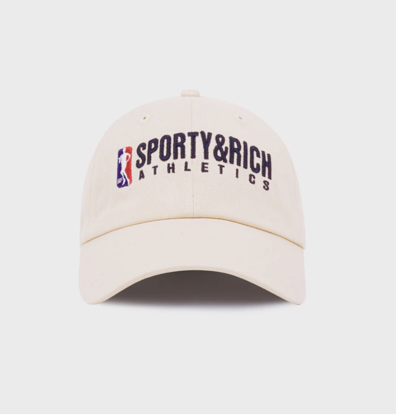 Sporty & Rich Team Logo Embroidered Hat Cream/Navy
