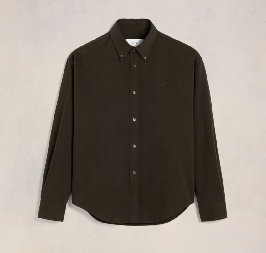 AMI Paris AMI De Coeur Boxy Fit Shirt Dark Coffee