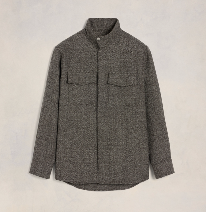 AMI Paris AMI High Collar Shirt Dark Coffee/Off White