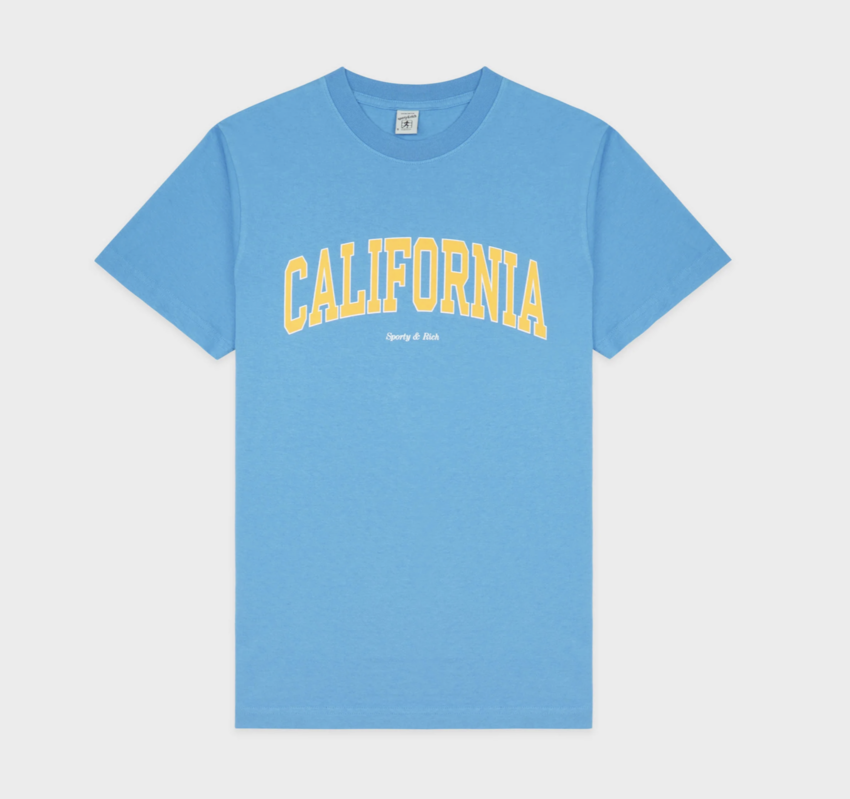 Sporty & Rich California T-Shirt Malibu Blue/Gold/White