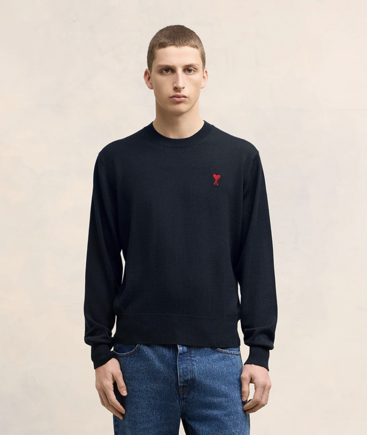 AMI Paris AMI De Coeur Crew Neck Sweater Night Blue