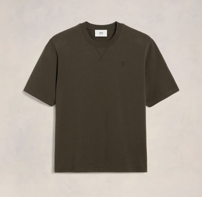 AMI Paris AMI De Coeur Boxy Fit T-Shirt Dark Coffee