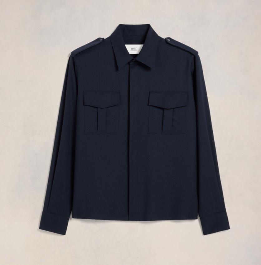 AMI Paris AMI Classic Military Shirt Navy Blue